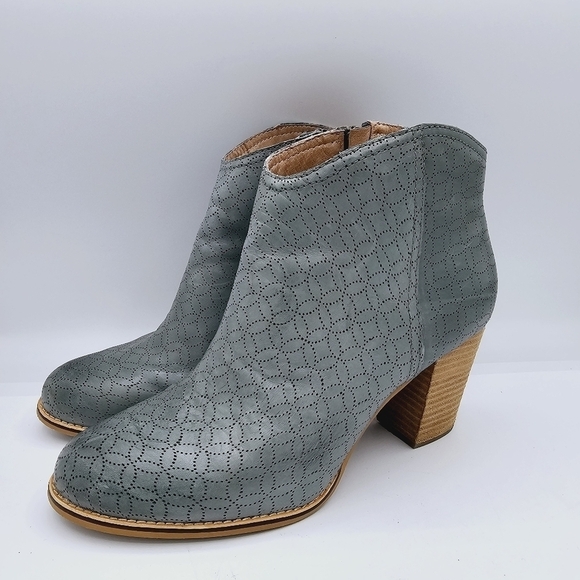 Fossil Leather Ankle Boots Blue-ish Teal - Picture 1 of 15